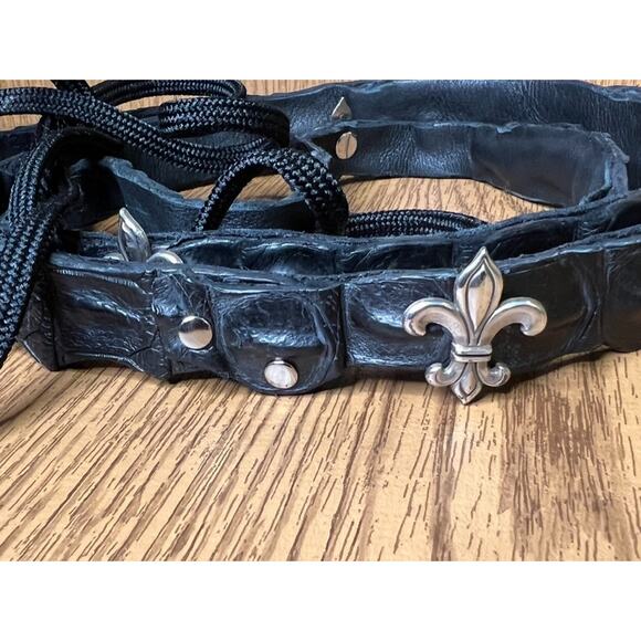 Women ALLIGATOR CROCODILE Wrap around Black Belt 74\